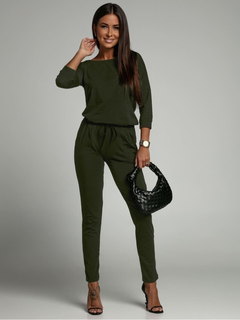 Damen-Overall mit Reißverschluss hinten, Khaki 2401 – Online-Shop – Boutique